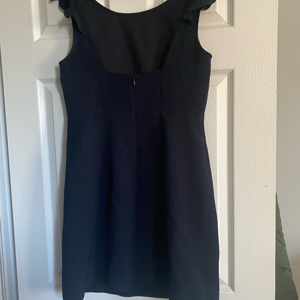Club Monaco Black Midi Sheath Dress with Flutter Sleeves for Cocktail